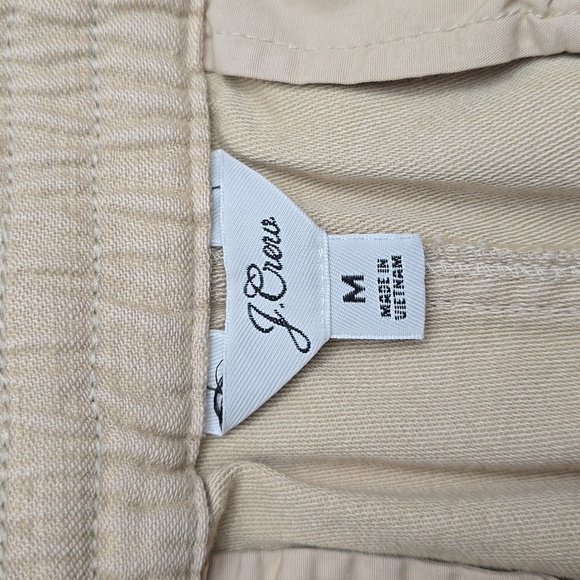 J. CREW Women's M Beige Cropped Pants Elastic Waist Relaxed Fit Linen Blend - Picture 2 of 8